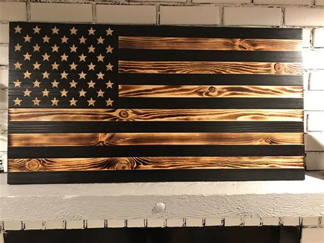 We The People The Rustic American Wooden Flag Charred Black Stripes