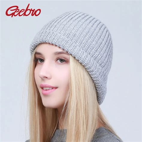 Geebro Womens Knitted Beanie Hat Winter Causal Acrylic Knitting Hat