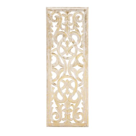 Decmode Traditional 36 X 12 Inch Carved Scroll And Flourish Design