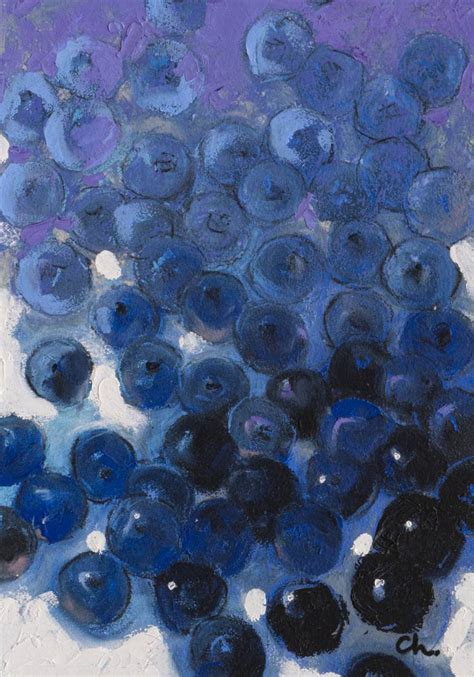 The Blueberries On A White Background Original Painting Oil Oil