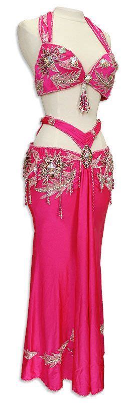 hot pink jeweled egyptian bra and skirt in stock belly dance costume at belly