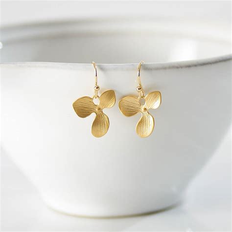 Gold Plated Orchid Drop Earrings By Simply Suzy Q Notonthehighstreet Com