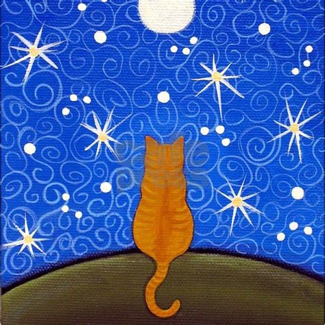 Orange Tabby Cat Starry Night Ornament Round By Wildsunflower Cafepress