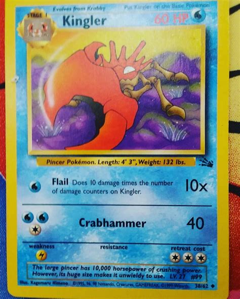 1 sealed booster pack +10 random bulk cards & 1 rare card. Pokemon Card Kingler - used | Pokemon, Cool pokemon cards ...