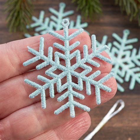 Miniature Glittered Blue Snowflake Ornaments Christmas Ornaments