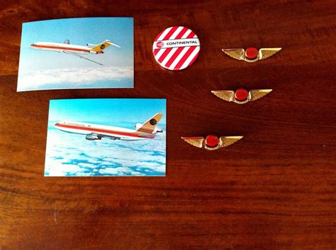 Continental Airlines Memorabilia Jr Pilot Wings Pin Button And Post