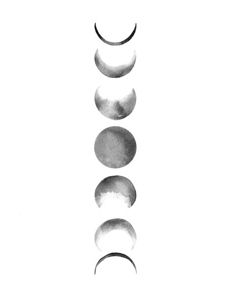 Moon Phases Print Planet Wall Art Black And White Moon Etsy Canada