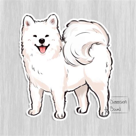 Cute Samoyed Sticker Aesthetic Art Decal Sammy Dog Sticker Etsy