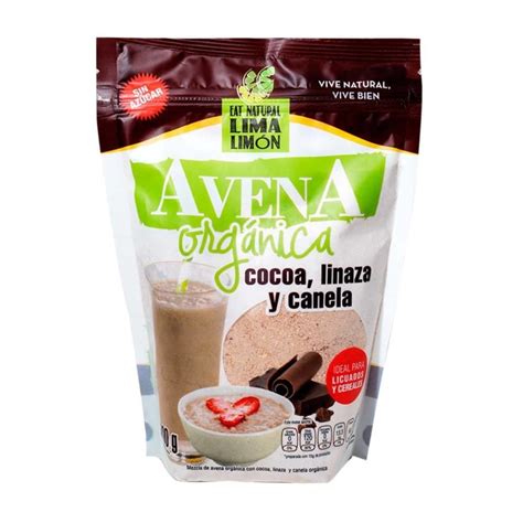 Avena Eat Natural Lima Limón Orgánica Cocoa Linaza Y Canela 500 G