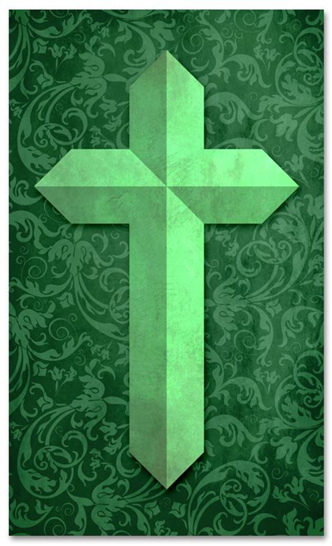 Pat062 2 Etched Cross Green Church Banners Com