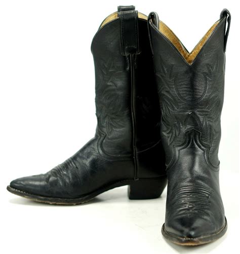 Justin Womens Short Black Leather Western Cowboy Cowgirl Boho Festival