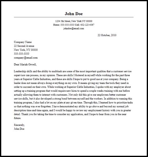 This guide, including a customer service cover. Professional Customer Service Supervisor Cover Letter ...