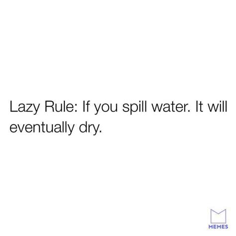 lazy rule if you spill water it will eventually dry memes