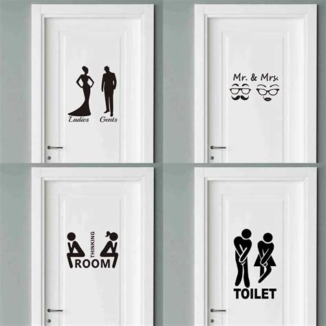 Man Woman Toilet Stickers Vinyl Interesting Wall Decals Waterproof Art