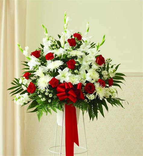 Check spelling or type a new query. Red & White Sympathy Standing Basket | Avas Flowers