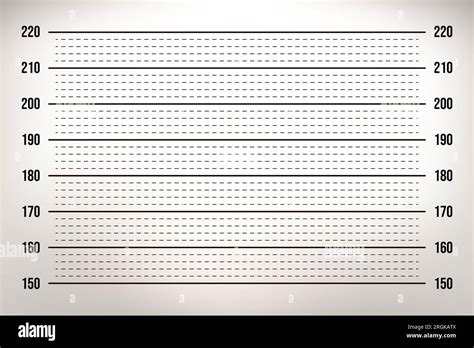Vector scale from 150 to 220 cm on the wall with light in the middle