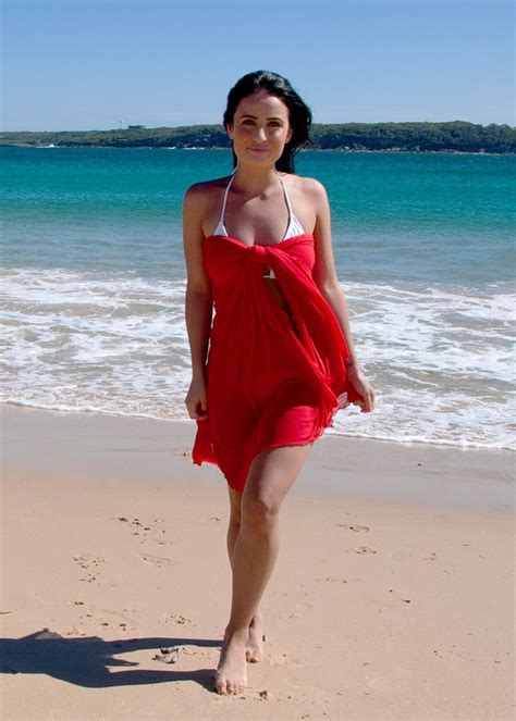 Swimwear Cover Up In Red Mesh Perfect For Pool Beach Etsy