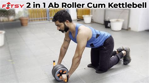 Fitsy 2 In 1 Automatic Rebound Design Ab Roller Cum Kettlebell With