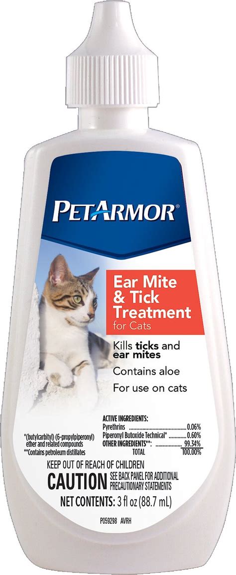 Petarmor Ear Mite And Tick Treatment For Cats 3 Oz Bottle