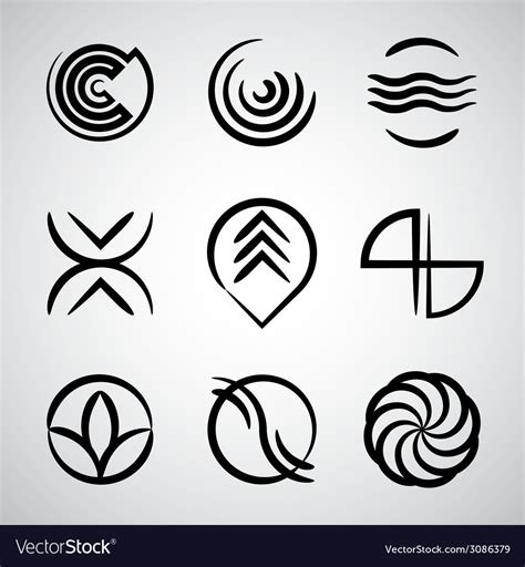 Abstract Icons Collection Simple Symbols Set Vector Image