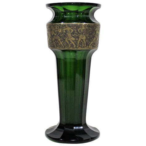 Pair Of Art Deco Glass Vases Style Of Koloman Moser At 1stdibs