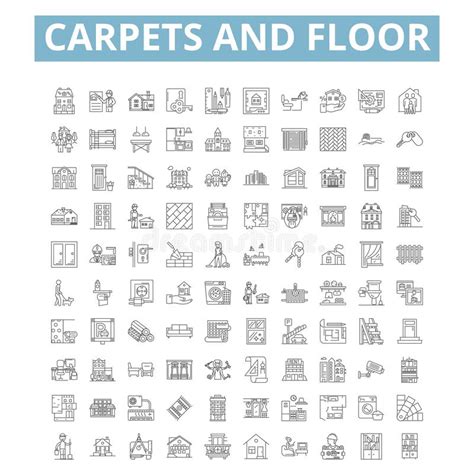 Carpets And Floor Icons Line Symbols Web Signs Vector Set Isolated