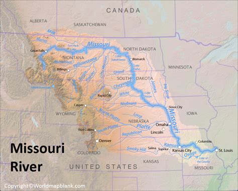 Missouri River Map Map Of Missouri River Location
