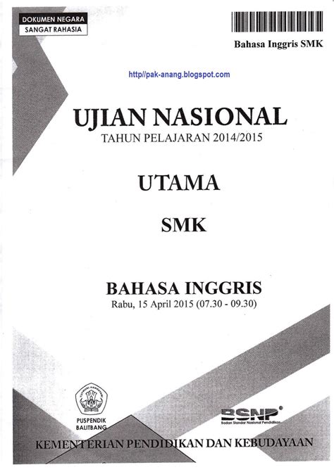 Yang jelas saya berdoa semoga kalian semua yang akan bertempur di un bisa lulus semua. Berbagi dan Belajar: Naskah Soal UN Bahasa Inggris SMK ...
