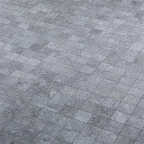 Shaded Slate Grey Stone Effect Porcelain Mosaic Tile L305mm W305mm