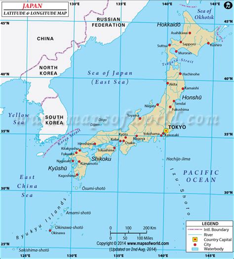 Japan Latitude And Longitude Map