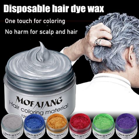 Mofajang Color Hair Wax Styling Pomade Silver Grandma Grey Disposable Natural Hair Strong Gel