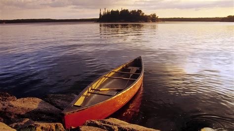 Canoe In Morning On The Lake Free Images Hd Wallpapers