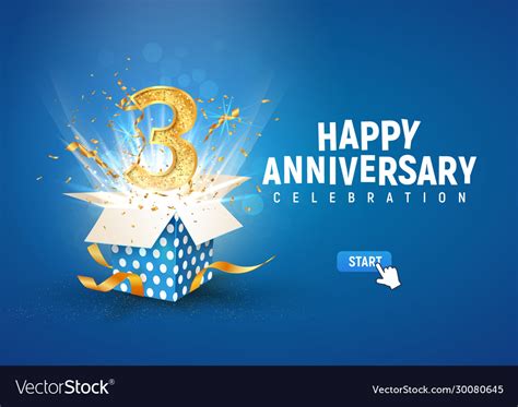 3 rd year anniversary banner with open burst t vector image