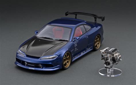 118 Ignition Model Nissan Vertex S15 Silvia Dark Blue With Engine