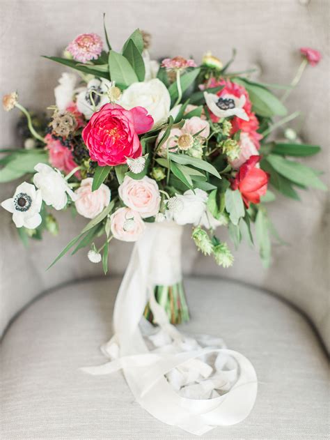 White Anemone Bouquet With Pink Peonies Anemone Bouquet Pink Anemone