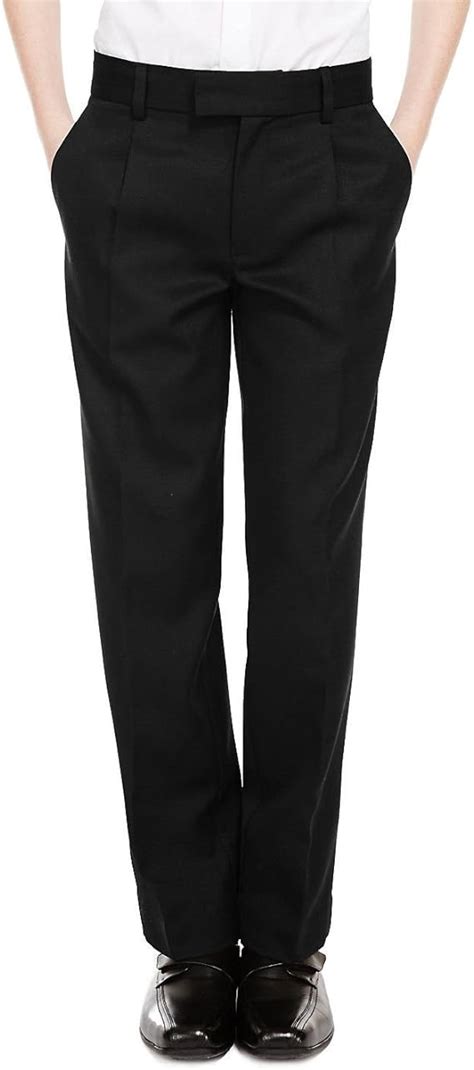 Listers Boys Pull Up School Trousers Elasticated Pull On Black Grey