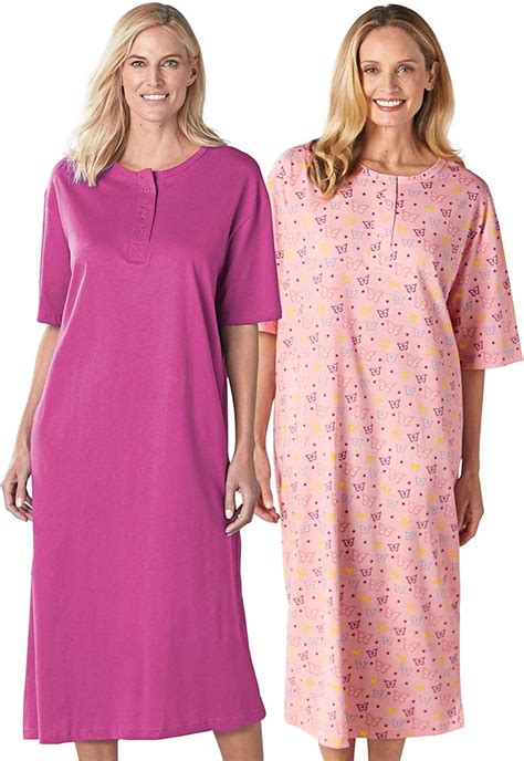 100 Cotton Henley Nightshirt By Cozee Corner Color Purple Orchid