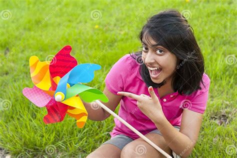Teenage Girl With Pinwheel Stock Image Image Of Indian 31134625