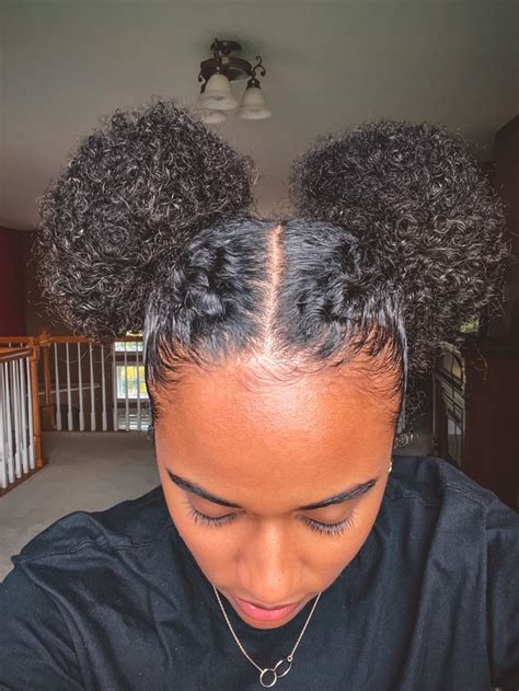 Easy Space Buns On Curly Hair In 2022 Back To School Hairstyles