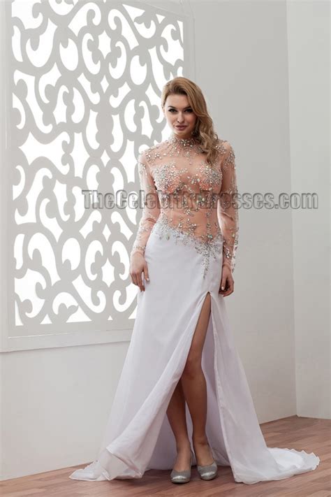 Sexy Long Sleeve See Through Beaded Wedding Dresses Thecelebritydresses