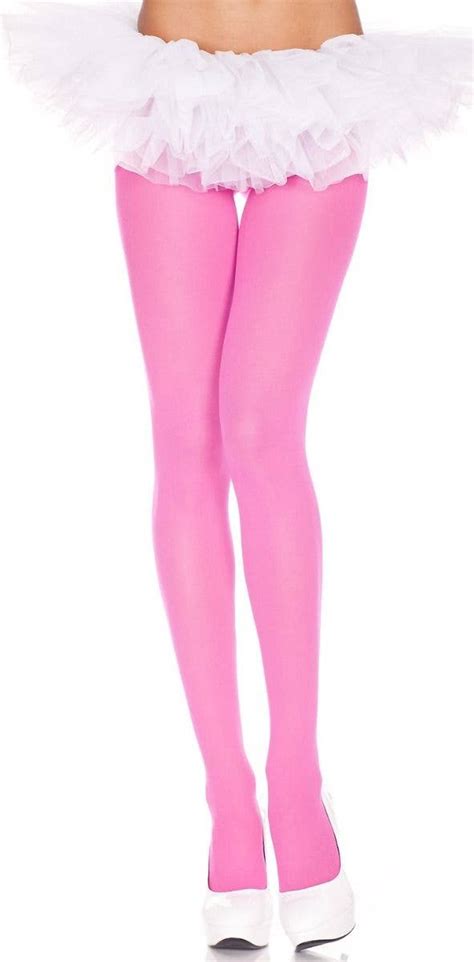 Opaque Neon Pink Womens Pantyhose Hot Pink Stockings