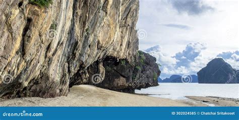 Beautiful Landscape With Rocks Cliffs Tropical Beach Phang Nga