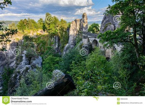 Bastei Bridge In The Rocks Of The National Park Saxon