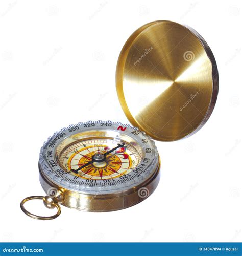 Gold Compass Isolated On White Stock Photo Image Of Equipment