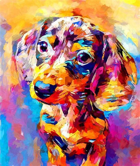 Mini Dachshund Art Print By Chris Butler Colorful Dog Paintings