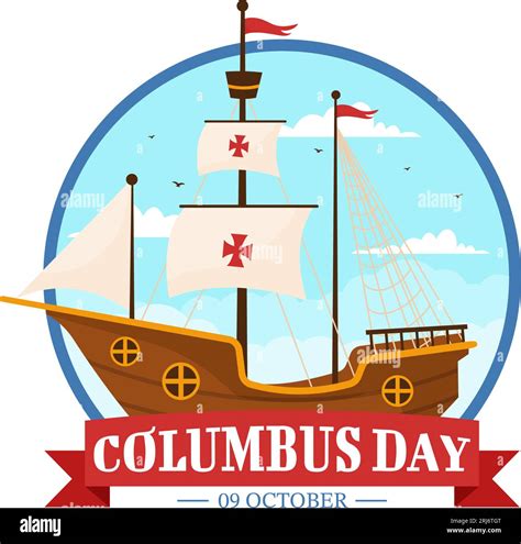 Happy Columbus Day Vector Illustration Of National Usa Holiday With