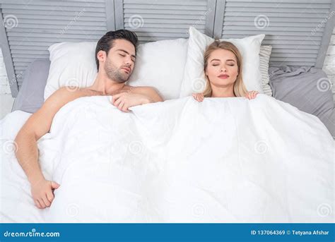 Man And Woman Sleeping In The Bed Stock Image Image Of Ethnicity