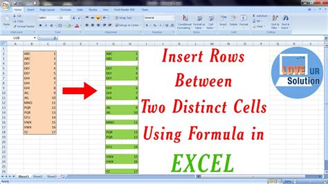 Insert Blank Rows Between Distinct Cells Using Formula In Excel Youtube