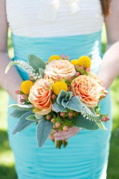 Turquoise And Peach Wedding Wedding Bouquets Summer Wedding Bouquets