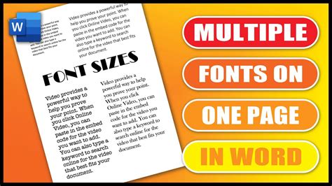 Multiple Fonts And Font Sizes On One Page In Word Youtube